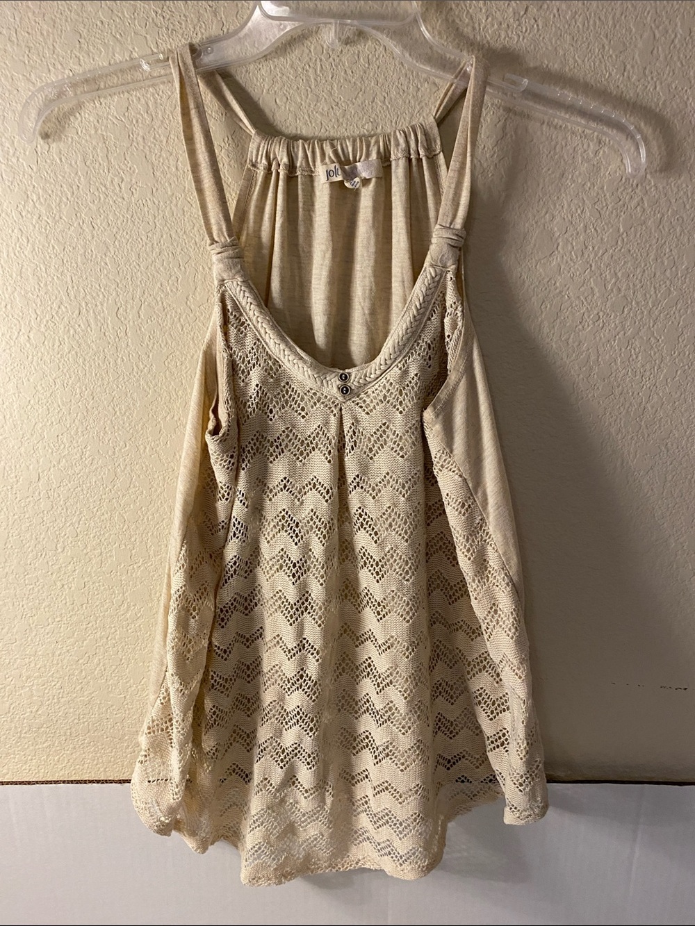 Jolt Cream Crochet Ladder-Back Tank Top